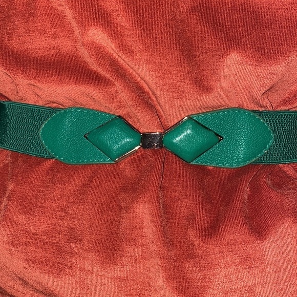Vintage green elastic bow  belt - Picture 11 of 11